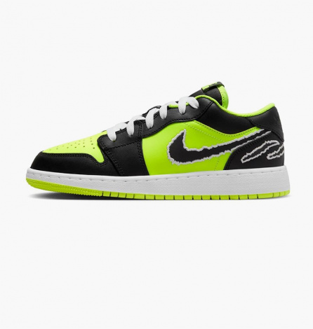 Кроссовки Jordan 1 Low Se Black Cat Volt (Gs)