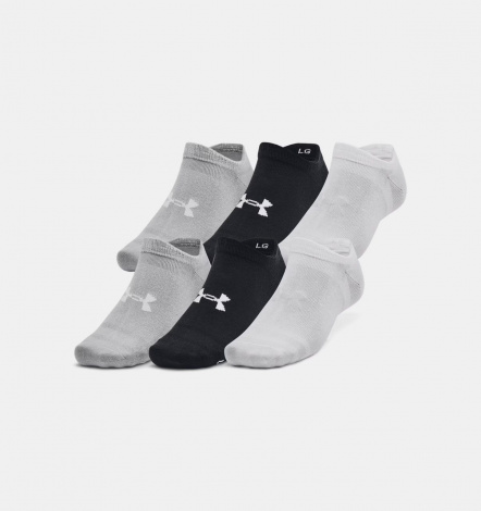 Шкарпетки Under Armour ESSENTIAL NO SHOW 6PK білі/сірі/чорні (6 пар) 1382611-002