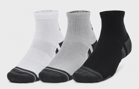 Шкарпетки Under Armour PERFORMANCE TECH 3PK QTR біло-сіро-чорні (3 пари) 1379510-011