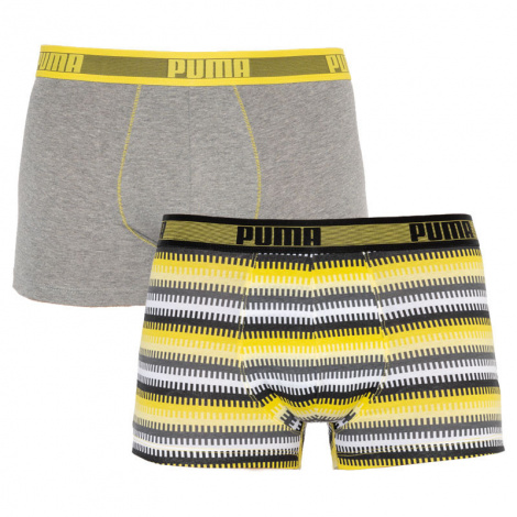 Трусы-боксеры Puma Worldhood Stripe Trunk 2P Белый, Серый, Черный, Желтый Мужской L
