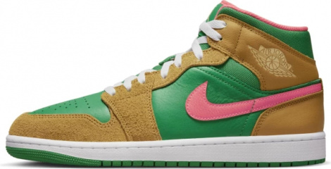 Кросівки Nike AIR JORDAN 1 MID SE коричнево-зелені DX4332-700