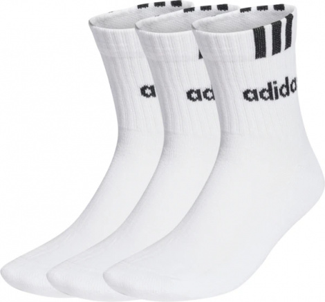 Носки Adidas 3-STRIPES LINEAR HALF-CREW CUSHIONED 3P белые (3 пары) HT3437