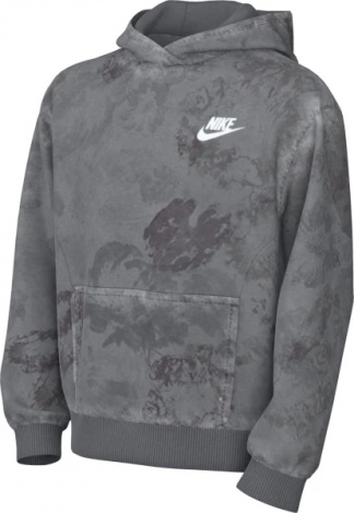 Худи подростковое Nike K NSW CLUB FT HDY WASH AOP серое FN8737-084