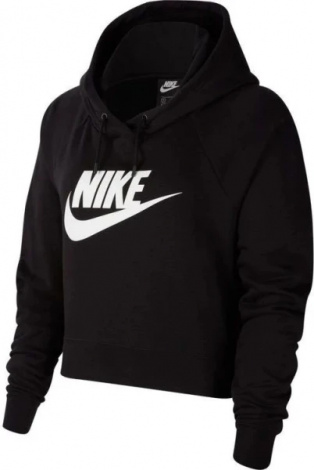 Толстовка женская Nike W NSW CLUB FLC GX CROP HDY черная DQ5850-010