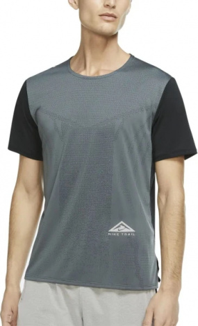 Футболка для бега Nike M NK DF TRAIL RISE 365 SS серо-черная DM4646-010