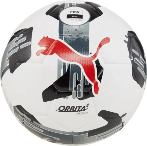 Футбольний м'яч Puma ORBITA 4 HYB (FIFA BASIC) біло-чорно-червоний