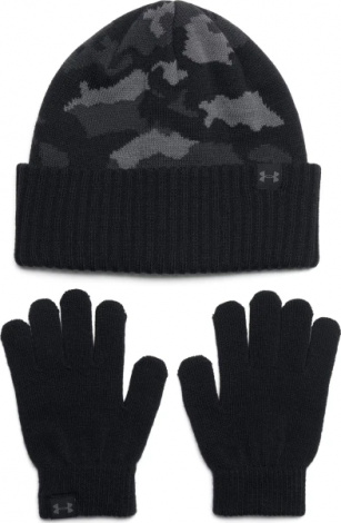 Зимовий набір аксесуарів дитячий Under Armour BEANIE/GLOVE COMBO чорно-сірий камуфляж 1386641-001