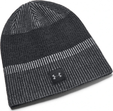 Шапка Under Armour LAUNCH REFLECTIVE BEANIE чорно-сіра 1386648-001