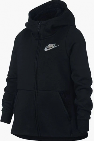Толстовка жіноча Nike Girls Sportswear Full Zip Sherpa Hoodie чорна AV8422-010