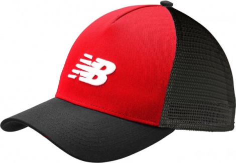 Кепка New Balance Lifestyle Athletics Trucker червоно-чорна LAH01001TRE