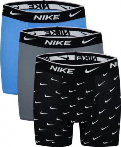 Труси (боксерки) підліткові Nike DRI-FIT ESSENTIAL COTTON STRETCH BOXER SHORTS блакитні, чорні, сірі (3 штуки) 9N0847-F66