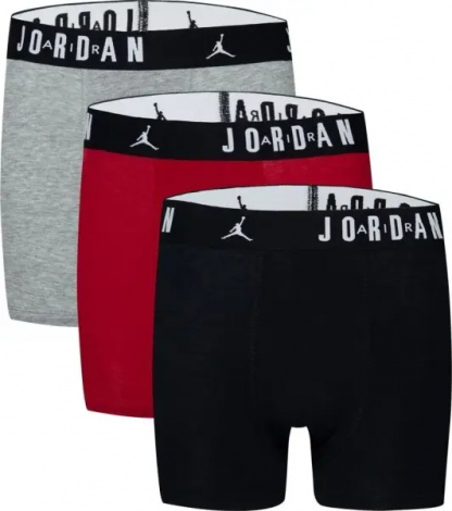 Труси (боксерки) підліткові Nike JORDAN FLIGHT COTTON COTTON BOXER BRIEFS червоні, чорні, сірі (3 штуки) 9J0633-H24