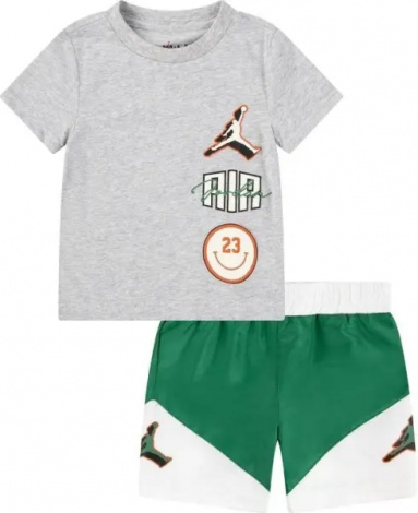 Комплект літній дитячий Nike JORDAN STACKED PLAY сіро-зелений 85D768-E1P