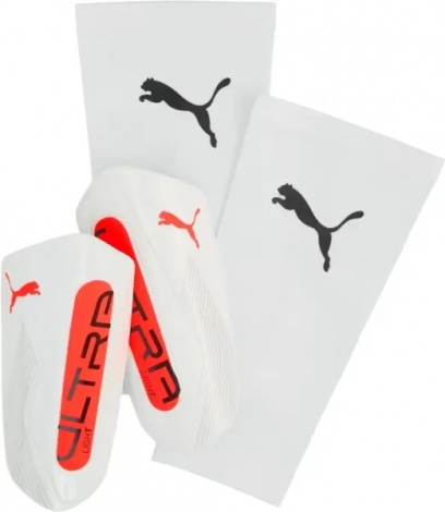 Щитки футбольні Puma ULTRA LIGHT SLEEVE біло-червоні 030989-01