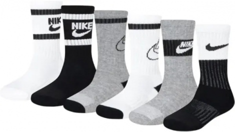 Носки детские Nike DRI-FIT RETRO CREW белые, серые, черные (6 пар) NN0543-001