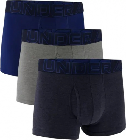 Трусы (боксерки) Under Armour PERFORMANCE COTTON 3IN 3-PACK BOXERJOCK серые, синие, темно-синие (3 штуки) 1383891-410
