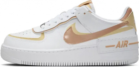 Кросівки жіночі Nike AIR FORCE 1 SHADOW біло-золотисто-світло-коричневі DZ1847-111