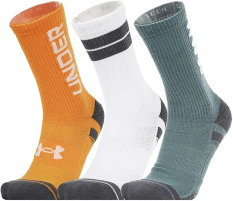 Шкарпетки Under Armour PERFORMANCE TECH 3PK CREW SOCKS помаранчеві, білі, м'ятні (3 пари) 1379515-587