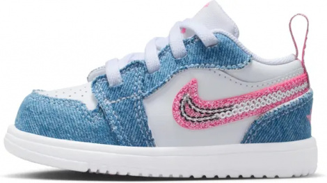 Кросівки дитячі Nike AIR JORDAN 1 LOW ALT SE (TD) блакитно-біло-рожеві HQ2002-400