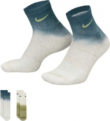 Шкарпетки Nike EVERYDAY PLUS CUSHIONED ANKLE SOCKS сіро-темно-сині, бежево-оливкові (2 пари) FJ4913-911