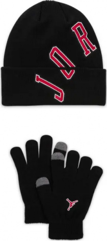 Зимовий набір аксесуарів підлітковий Nike JORDAN VARSITY BEANIE SET чорно-червоний 9A0984-023