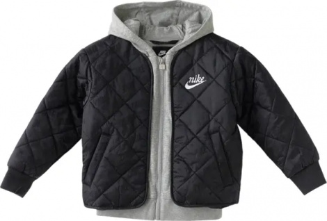 Куртка дитяча Nike FLEECE HOODED QUILT чорно-сіра 86N071-023