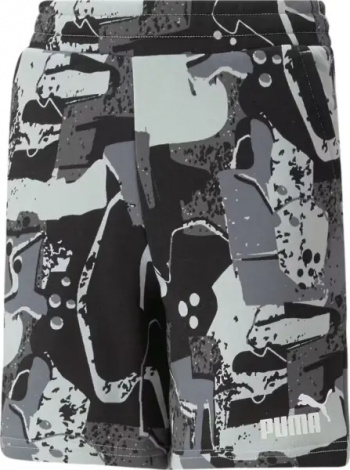Шорти підліткові Puma ESSENTIALS+ STREET ART PRINTED сіро-чорні 674078-01