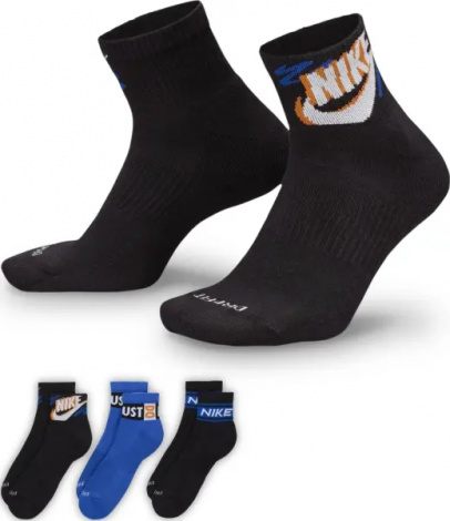 Шкарпетки Nike EVERYDAY PLUS ANKLE SOCKS чорні, сині (3 пари) HJ9378-902