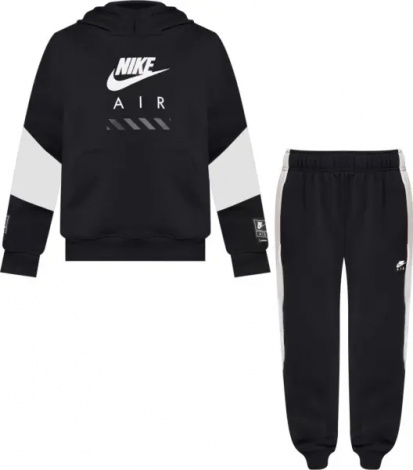 Спортивний костюм підлітковий Nike AIR FLEECE чорно-білий HF8812-010__HF8811-010