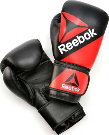Перчатки боксерские Reebok COMBAT LEATHER BOXING GLOVES черно-красные (10 унций) RSCB-10110RD-10
