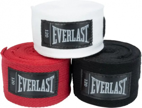 Бинты боксерские Everlast CORE HANDWRAPS 3 PACK белые, черные, красные (3 пары, 304,8 см) P00003251