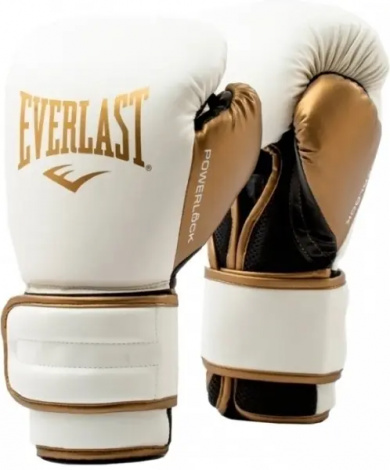 Рукавички боксерські Everlast POWERLOCK 2R TRAINING GLOVES біло-золоті (10 унцій) P00003048