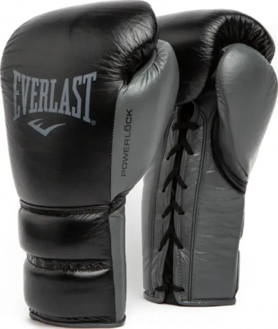 Рукавички боксерські Everlast POWERLOCK 2 PRO TRAINING LACED GLOVE чорно-сірі (14 унцій) P00002366