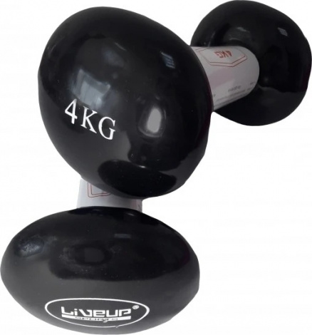 Гантелі LiveUp VINYL DUMBBELL EGG HEAD чорні (2 х 4,0 кг) LS2001-4