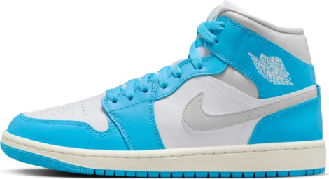 Кросівки жіночі Nike AIR JORDAN 1 MID блакитно-біло-світло-сірі BQ6472-400