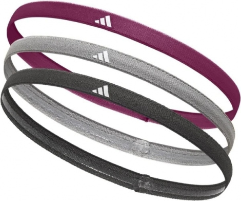 Повязки на голову Adidas HAIRBANDS 3PK фиолетовая, серая, черная (3 штуки) ADAC-16201-NL