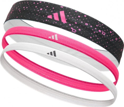 Повязки на голову Adidas HAIRBANDS (GRAPHIC) 3PK белая, розовая, черная (3 штуки) ADAC-16160