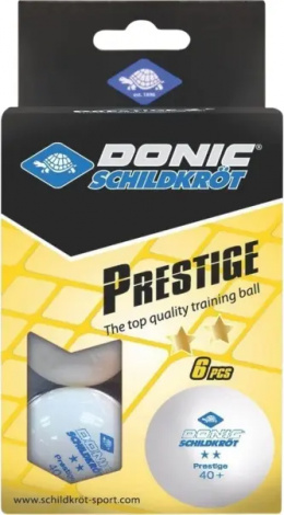 Набор мячей для настольного тенниса Donic PRESTIGE 2* 40+ белый (6 штук) 658021