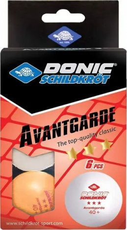 Набір м'ячів для настільного тенісу Donic EXCLUSIVE (ADVANTGARDE) 3* 40+ оранжево-білий (6 штук) 608533