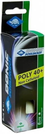 Набір м'ячів для настільного тенісу Donic ELITE 1* 40+ білий (3 штуки) 608310-40+