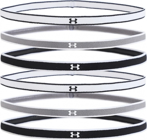 Пов'язка на голову жіноча Under Armour MINI HEADBANDS (6PK) чорно-сіро-білі (6 штук) 1286016-005