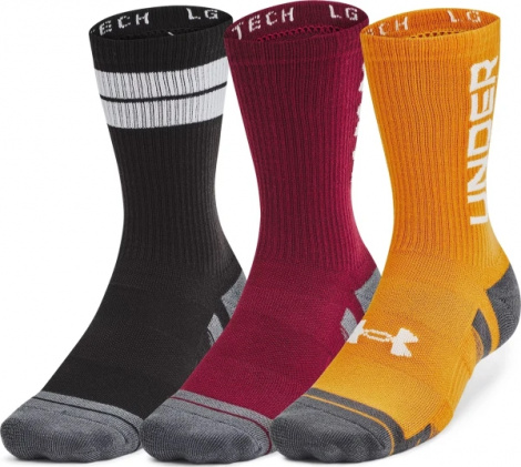 Шкарпетки Under Armour PERFORMANCE TECH 3PK CREW SOCKS чорні, бордові, оранжеві (3 пари) 1379515-625