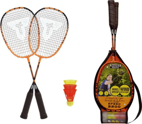 Набор для скоростного бадминтона Talbot SPEED BADMINTON SET SPEED 2200 (2 ракетки, 3 волана, чехол) оранжево-черный 490112