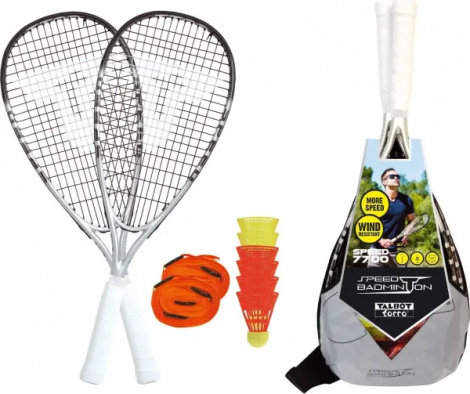 Набор для скоростного бадминтона Talbot SPEED BADMINTON SET SPEED 7700 (2 ракетки, 6 воланов, линии для корта, чехол) светло-серо-черный 490117