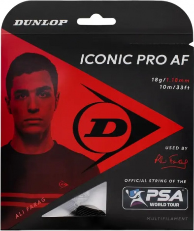 Струна для ракеток для сквоша Dunlop SAC ICONIC PRO AF 18G черная (10 метров) 624872