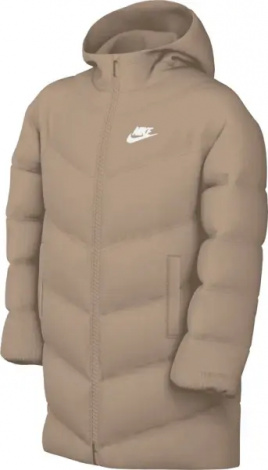 Куртка подростковая Nike SPORTSWEAR ALL DAY PLAY THERMA-FIT LOOSE-FIT MID-LENGTH бежевая HJ2722-200
