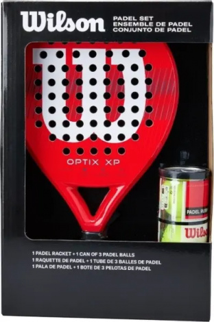 Набір для падл-тенісу Wilson OPTIX XP RED KIT BOX (ракетка і 3 м'ячі) червоний WR202110U2