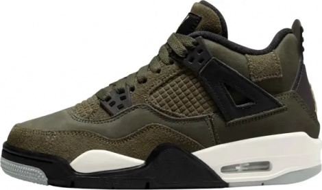 Кроссовки подростковые Nike AIR JORDAN 4 RETRO SE CRAFT (GS) оливково-черные FB9928-200