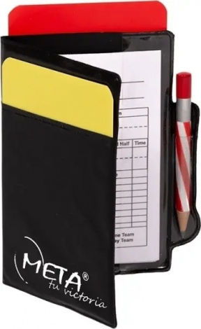 Картки арбітра з блокнотом Meta REFEREE WARNING CARDS KIT жовта, червона, чорний (2 штуки) 1900003200
