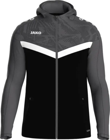Олімпійка (мастерка) з капюшоном дитяча Jako ICONIC чорно-біло-сіра 6824-801